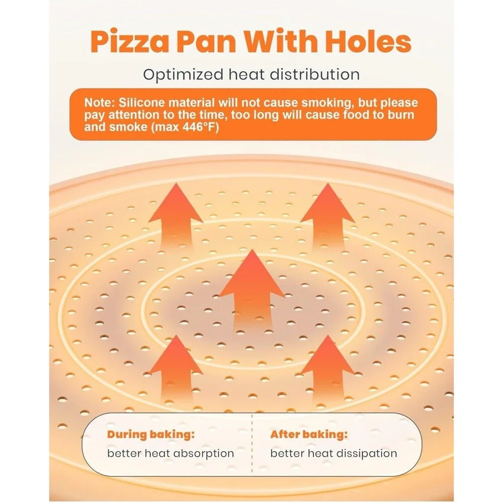 LYNG Pizza Pans 13 Inch, 2 Pack Silicone Nonstick Pizza Tray For Oven, Pizza